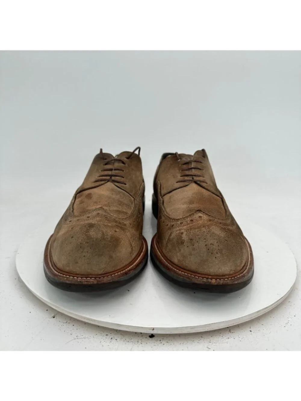 Salvatore Ferragamo Men Size 8.5 3E Brown Suede Wingtip Oxford Dress Shoes
